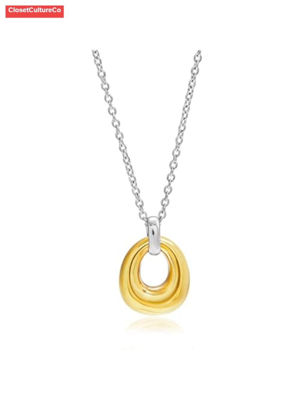 Dainty Oval Pendant Necklace 18K Gold Plated Small Circle Charm Boho